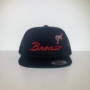 Yupoong Bronco Hat Direct Embroider Flat Bill Snapback Mesh NEW